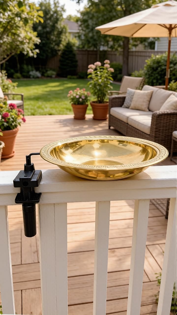 12" Diameter 2.6" Deep Bird Bath with 3" Clamp & Heater Ra...