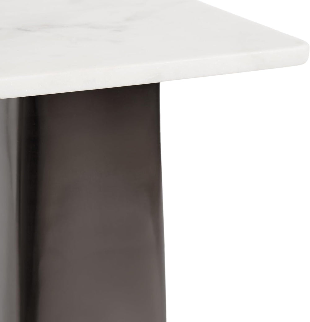 Kate and Laurel Quinley Modern Square Marble Drink Table, 10 x 10 x 22, White...