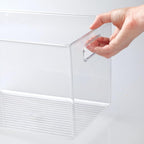 mDesign Deep Plastic Home Storage Organizer Bin with Built-in Handles for Cube Furniture Shelving in Office, Closet, Cabinet, Bedroom, Bathroom, Nursery, Dorm - 4 Pack - Clear