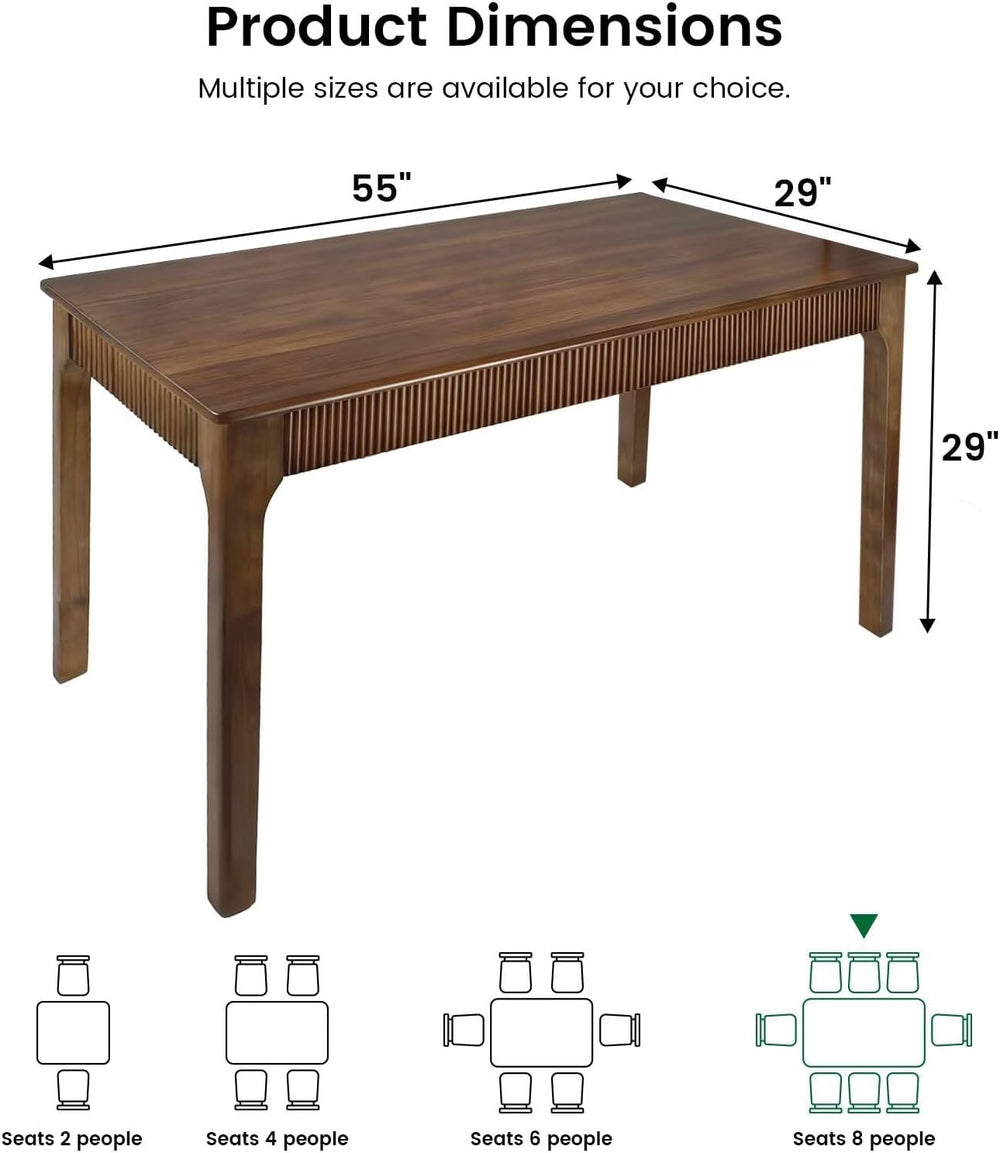 55" Solid Wood Dining Room Table for 4-6,Modern Farmhouse Rectangular Ki...