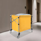 Commercial Laundry Cart with Wheels,Folding Laundry Hamper Cart,Heavy Duty Rolling Laundry Basket with Large Capacity,Laundry Sorter Trolley for Home Hotel Apartment (Yellow, 35.43 * 23.62 * 34.65in)
