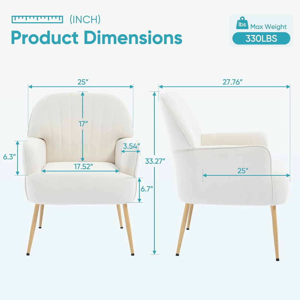 Velvet Accent Chair, Modern Upholstered Single Living Room Chairs with Tufted...