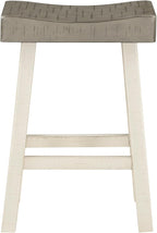 Lexicon Bar Table Set for 3, Small Kitchen Table Set Kitchen Island Table with 3 Saddle Bar Stools, 4 Piece Dining Table Set for Breakfast Nook, Living Room, Apartment, Counter Height, White/Coffee