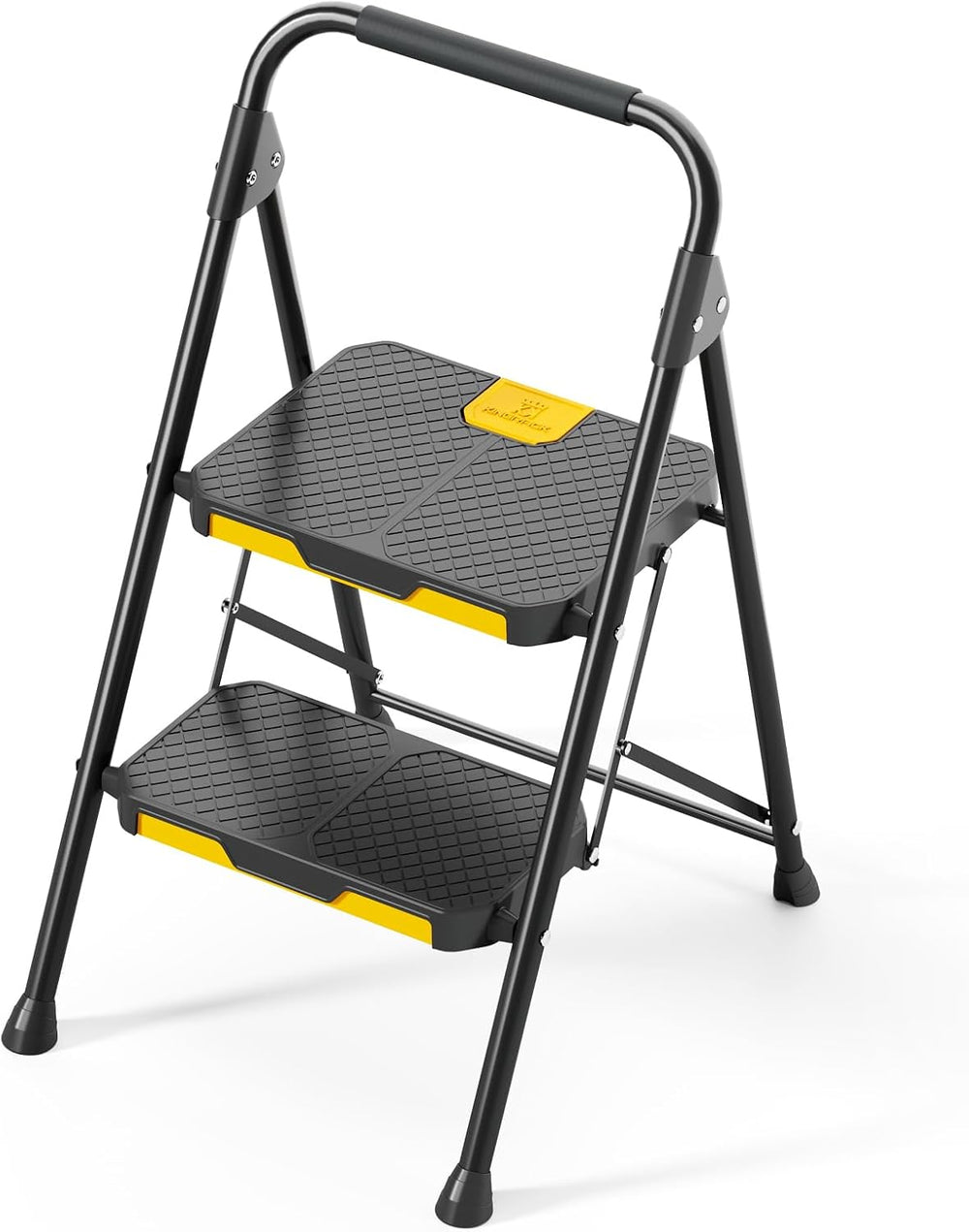 KINGRACK 2 Step Ladder, Sturdy Steel Step Stool with Safe-Lock Design, Handra...