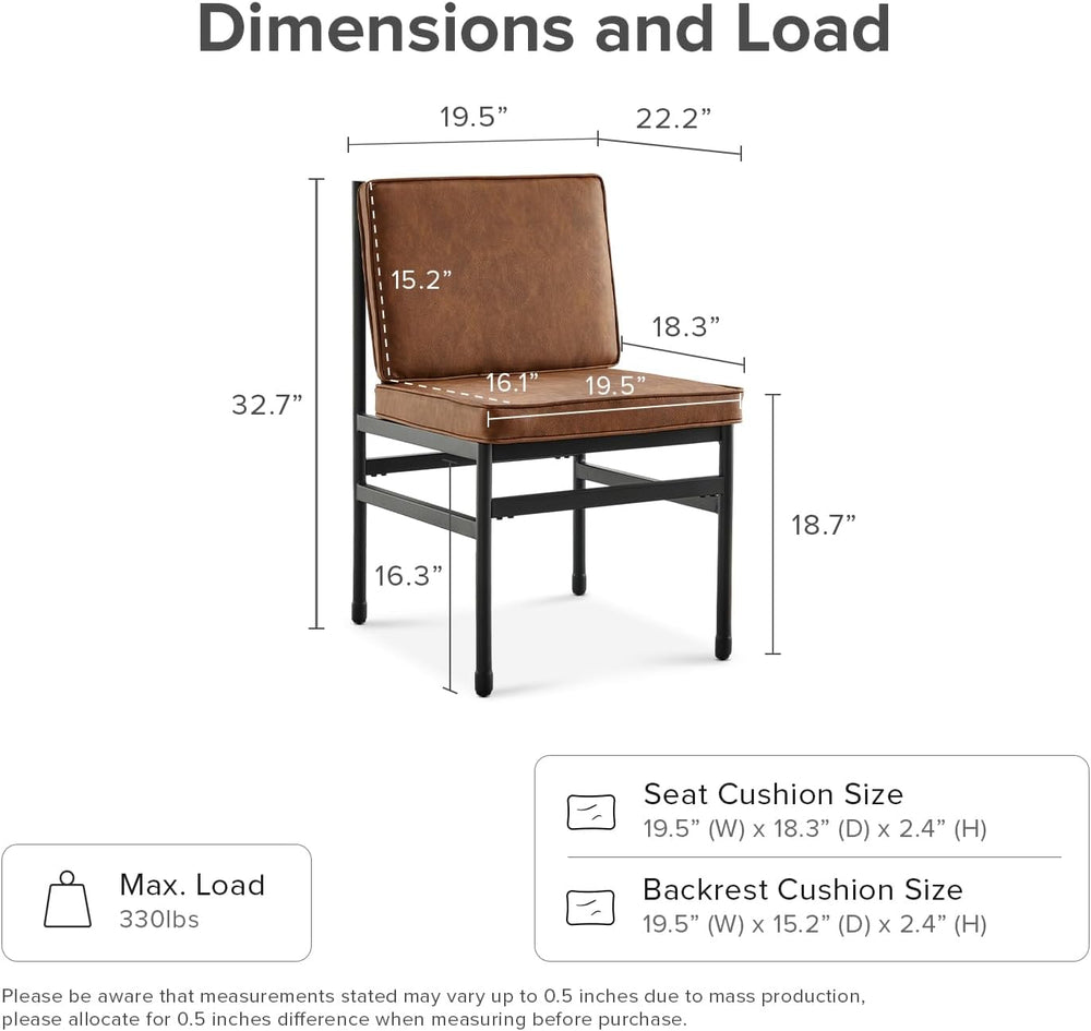 mopio Odelia Brown Faux Leather Dining Chairs Set of 2, Modern Kitchen Chairs...
