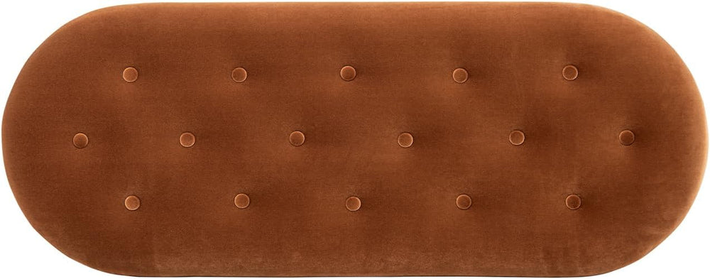 Jennifer Taylor Home 48.5" Oval Tufted Bullion Fringe Storage Bench, Bur...