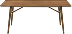 Armen Living Channell Mid Century Modern 7 Piece Walnut Wood Dining Table Set with Orange Fabric