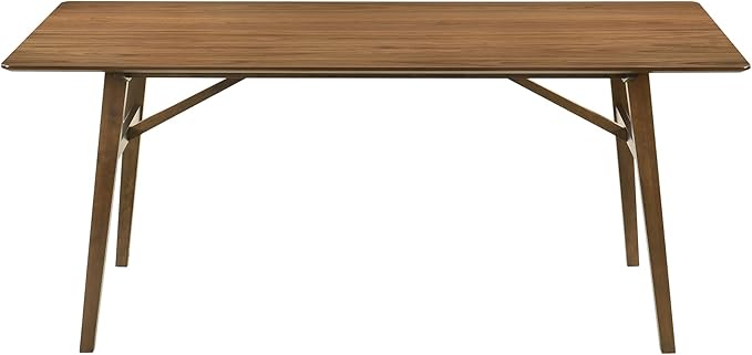 Armen Living Channell Mid Century Modern 5 Piece Walnut Wood Dining Table Set with Orange Fabric