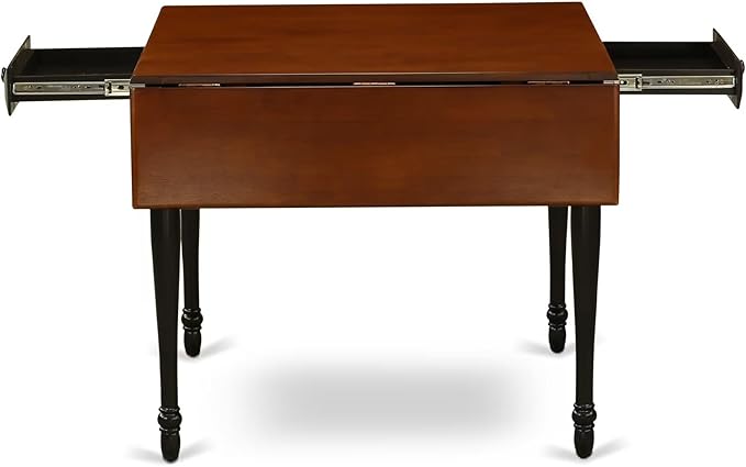 East West Furniture MZAV5-BCH-W 5 Piece Dinette Set for 4 Includes a Rectangle Dining Room Table with Dropleaf and 4 Dining Chairs, 36x54 Inch, Black & Cherry