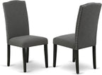 East West Furniture LGEN5-BLK-20 5 Piece Dinette Set Includes a Rectangle Dining Room Table with Butterfly Leaf and 4 Dark Gotham Linen Fabric Upholstered Chairs, 42x84 Inch, Black