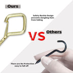 50 PCS Gold Eye Screw Hooks for Hanging Heavy Duty with Safety Buckle.Metal Ceiling Hooks for Hanging Plants Cup Wind Chime Bird Feeders Patio Lights at Indoor&Outdoor