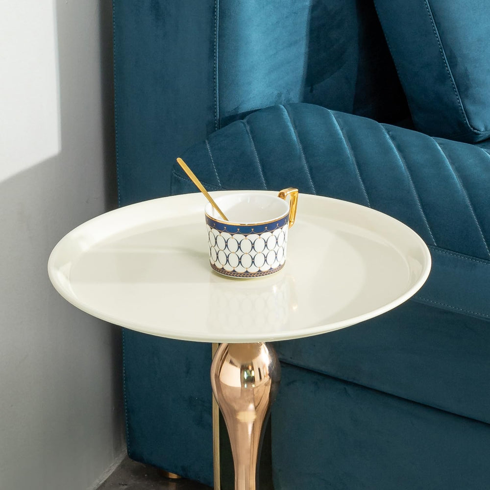 Geelife Small Round Side Table for Small Spaces - White End Table