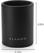Vlando Office Desk Organizer Leather Desktop Organizer Caddy with Drawer for Storing Desktop Supplies and Accessories (Black Set)