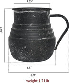Rustic Metal Farmhouse Vase Shabby Chic Small Pitcher Fall Black Vase Brown Decorative Vase for Farmhouse Kitchen Decor