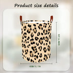 Laundry Baskets 15.7x19.7 Inch Large Classic Leopard Print Design Collapsible Laundry Hamper with Handles Oxford Fabric Clothes Storage Bin Foldable Dirty Clothes for Bedroom Bathroom Dorm