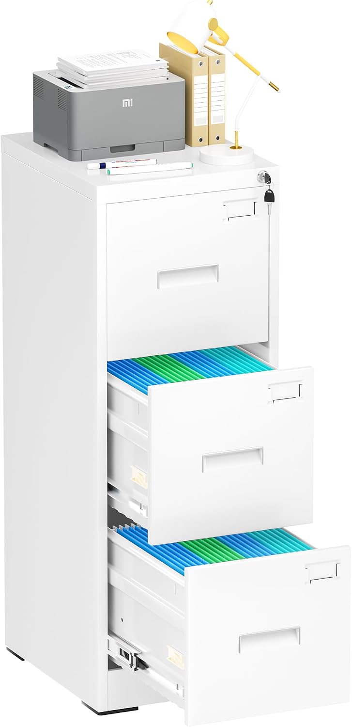 Bonusall Vertical File Cabinet with Lock 3 Drawer Locking Vertical Filing Cab...