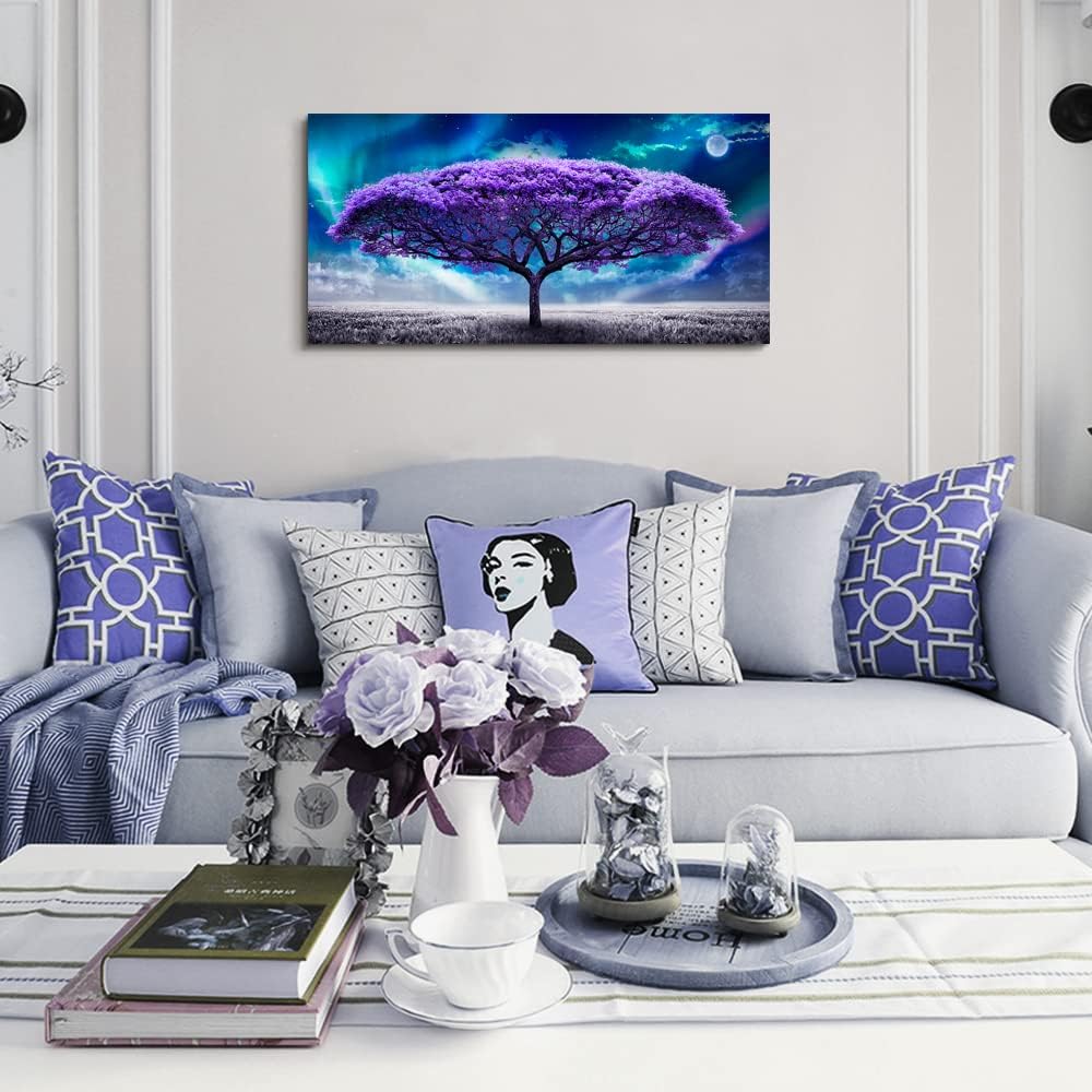 Lapremoly Purple Wall Canvas art For Living Room Bedroom Pictures Wall Decor ...