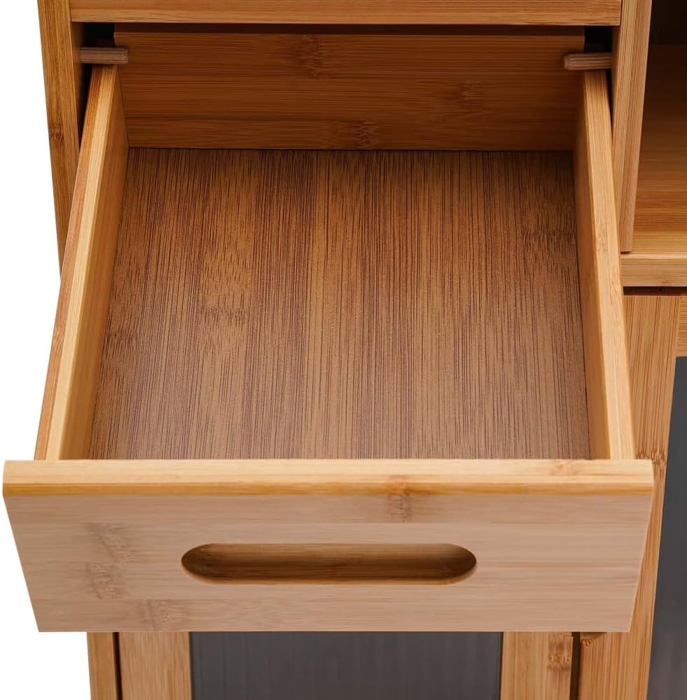 Countertop Bamboo Kitchen Pantry, 16.5*9*18.9in, Freestanding Sideboard with ...