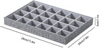 Stackable Jewelry Organizer Tray For Drawers,White Leather Small Earring Storage Tray,Bracelet And Necklace Display Box,Jewelry Ring Display Case (Gray 24 Grids)