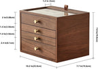 Black Walnut Wooden Jewelry Box for Women 4 Layer with Glass Lid and Pull-out Necklace Storage Layer Watch Necklace Ring Earring Storage,Christmas Gifts