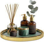 Ceramic Vanity Tray for Bathroom, Jewelry, and Makeup – Decorative Organizer Tray for Countertops, Dresser, or Sink – Elegant Green Round Design, Durable & Stylish Storage Solution