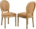 French Country Dining Chairs Set of 2,Farmhouse Upholstered Dining Room Chairs with Round Back and Solid Leg,Fabric Kitchen Side Chairs for Kitchen/Bedroom/Dining Room,Tan
