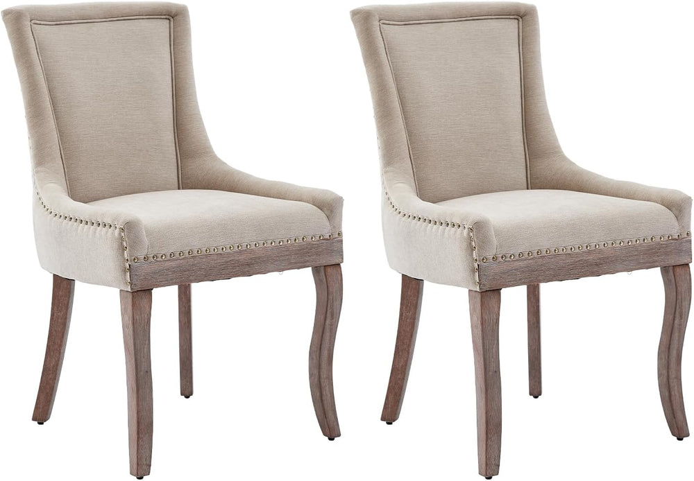 Beige Upholstered Dining Chairs Set of 2, Kitchen & Dining Room Chairs