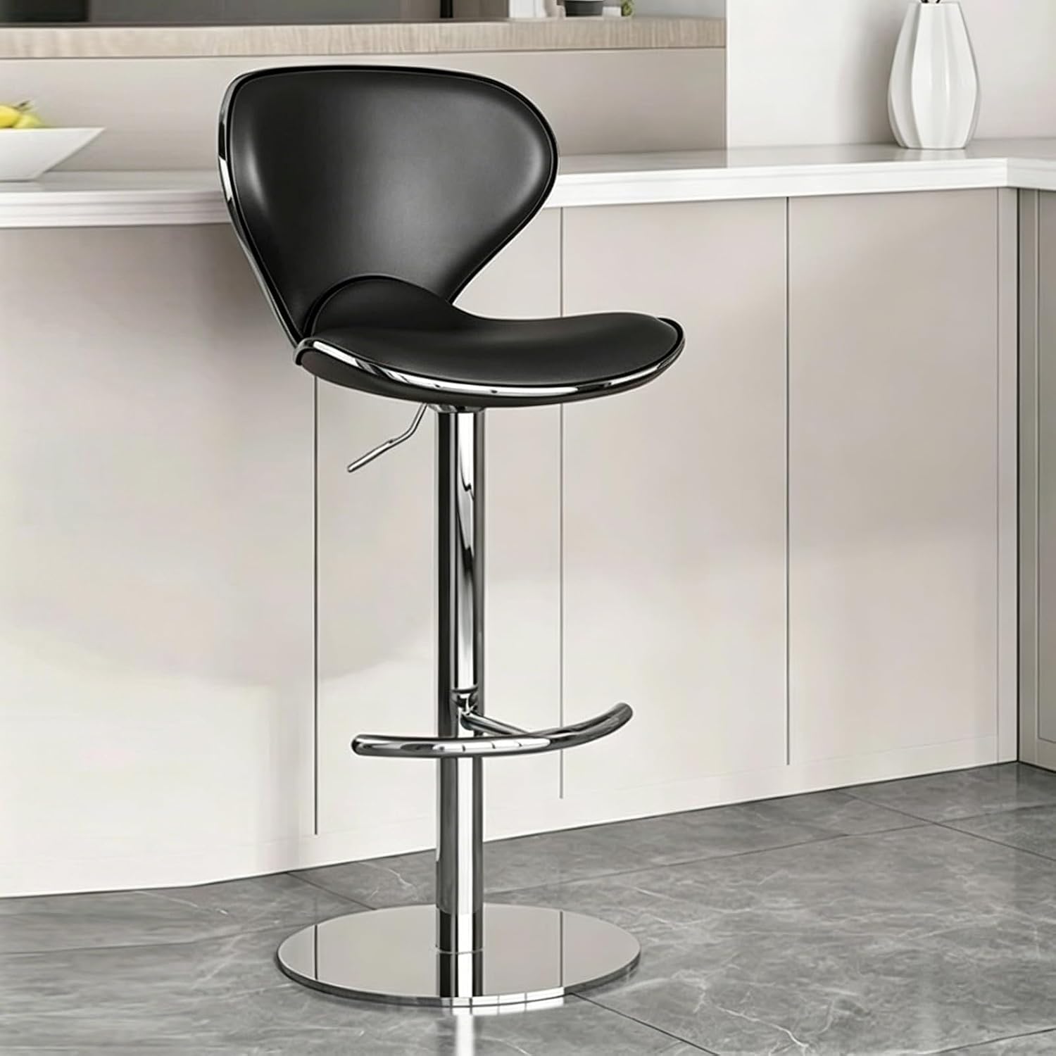 Commercial Stainless Steel Stool, Home Office Desk Chair, Height Stool Chairs, 360° Free Rotation, for Corporate Reception, Bar, Cafe, Changing Room(Black)