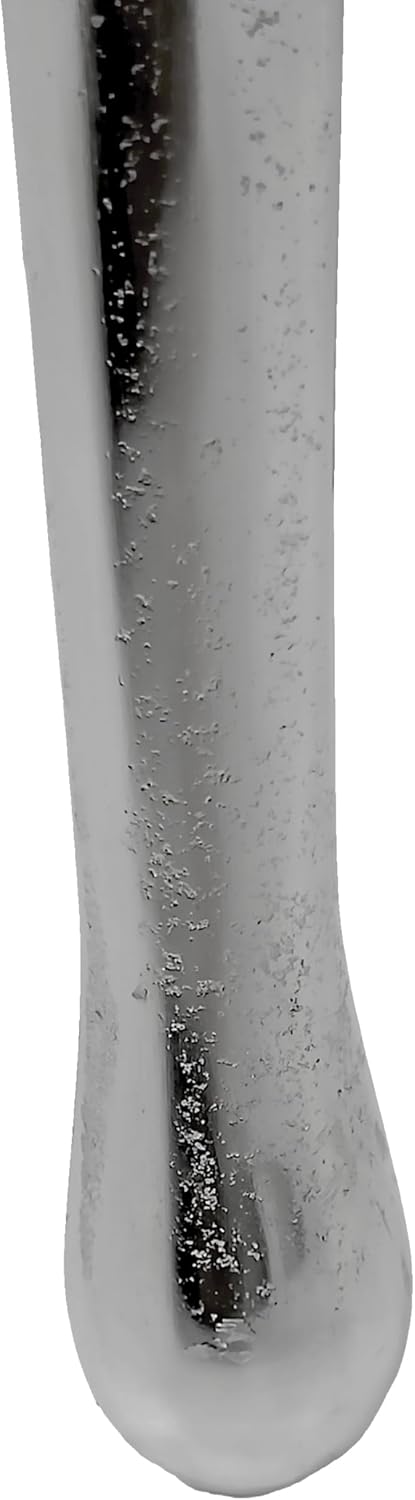 TUP THE URBAN PORT Capri Side End Table, 24.75 Inch Round Glass Top, Silver F...