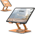 Tablet Stand Holder with Thickened 360°Rotating Base Dual Rod Adjustable Aluminum Stand for All 5.8-12.9” iPad Samsung Phone Tablet Kindle E-Reader and More, Rose