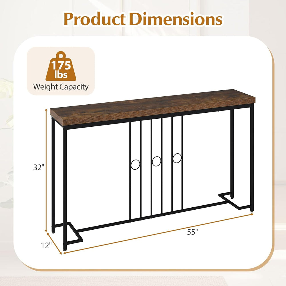 Giantex Industrial Console Table, 55" Narrow Entryway Table with H-Shape...
