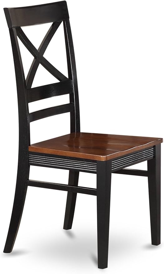 East West Furniture HLQU5-BCH-W 5 Piece Dining Room Furniture Set Includes a Round Kitchen Table with Pedestal and 4 Dining Chairs, 42x42 Inch, Black & Cherry