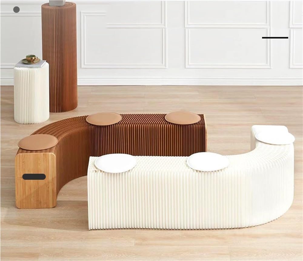 Folding Paper Stool with 3 Cushions, Folding Honeycomb Stool, Accordion Stool...