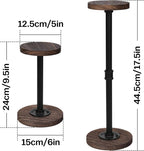 2 Pcs Tabletop Hat Stand Cap with Height Adjustment, Industrial Metal Pipe Rustic Burnt Wood Hat Rack, Wig Rack or Jewelry Display Riser