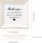 Spegiffu Mother in Law Gifts Jewelry Trinket Dish, Mother of the Groom Gift from Bride - Thank You for Raising the Man I've Always Prayed for - Christmas Mothers Day Birthday Wedding Gifts