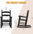 GnL Recsports Child's Wood Porch Rocker - Perfect for Indoor or Outdoor All Weather Rocker for Garden, Lawn, Balcony, Backyard and Patio Use - Suitable for 3-7 Years Old (Black)