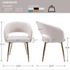 Faux Leather Dining Chairs Gold Legs, Modern Cream PU Leather Dining Room Chairs with Arms Set of 6 Upholstered Accent Chair Armchair with Barrel Back for Kitchen Living Room
