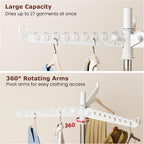 Abiglifty Rotatable and Foldable Clothes Drying Rack, Space Saving Free Standing Laundry Drying Rack for Indoor, Balcony, 1 Layer