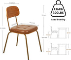 Mid Century Modern Dining Chairs Set of 2, Retro Chair with Faux Leather Upholstered Seat & Solid Wood Backrests & Vintage Distressing Metal Legs & Leg Protectors for Kitchen Dining Room (Brown)