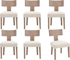 chairus Farmhouse Dining Chairs Set of 6, Upholstered Accent Chairs with Natural T-Shape Wood Back Armless Kitchen Chairs with Soft Pad, Linen Beige