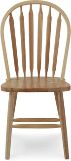 International Concepts Solid Wood Windsor ArrowBack Dining Chair with Plain Legs - Parawood Construction - 19.25" W x 19.75" D x 38.25" H - 225 lb Weight Capacity - Dining Chairs, Natural