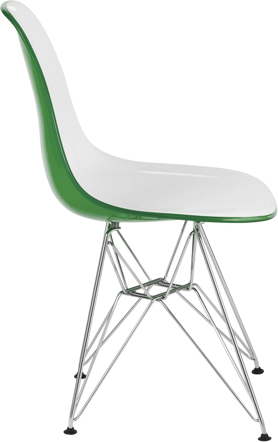 LeisureMod Cresco Acrylic Dining, Modern Chrome Eiffel Base and Curved Back D...