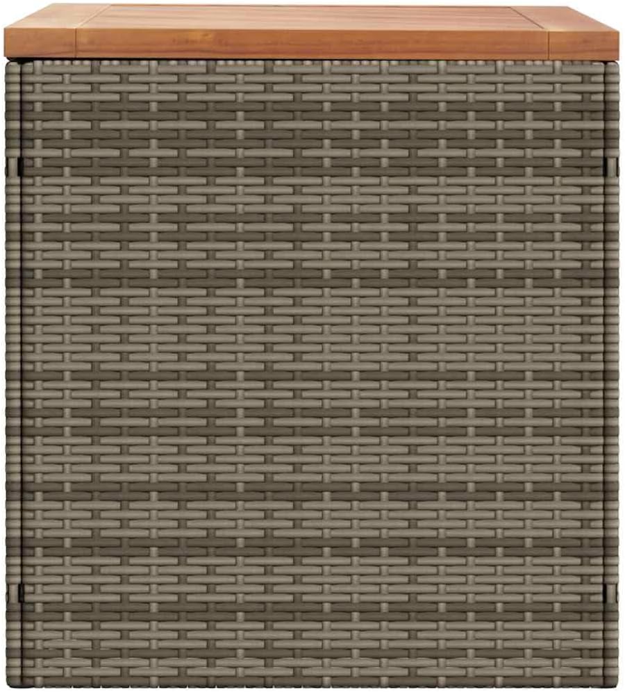 Modern Garden Storage Box Grey and Brown with PE Rattan and Acacia Wood for O...
