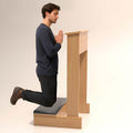 Prayer Kneeler Bench 20x16.5x33In Solid Wood Prayer Table Prayer Bench Stool with Shelf and Cushion Pad Church Pulpit Kneeling Chair Meditation Bench Stool for Church Prayers(Wood)