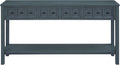 Merax Rustic Console Table with 2 Different Size Drawers for Entry, Sofa Table Behind Couch with Bottom Shelf, Entryway Table with Open Shelf, for Living Room Hallway Doorway, Navy
