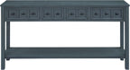 Merax Rustic Console Table with 2 Different Size Drawers for Entry, Sofa Table Behind Couch with Bottom Shelf, Entryway Table with Open Shelf, for Living Room Hallway Doorway, Navy