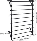 10 Layer Wall Mounted Scarf Rack, Hijab Organizer Ribbon Storage Rack, Metal Scarf Display Racks for Belts Scarves Ties Towel Wrapping Paper Holder for Home Retail Store Boutique
