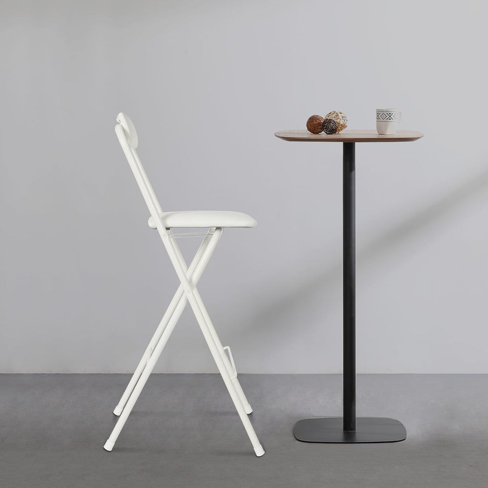 Folding Bar Stool with Back, 27 Inch Padded Counter Height Foldable Stool Por...