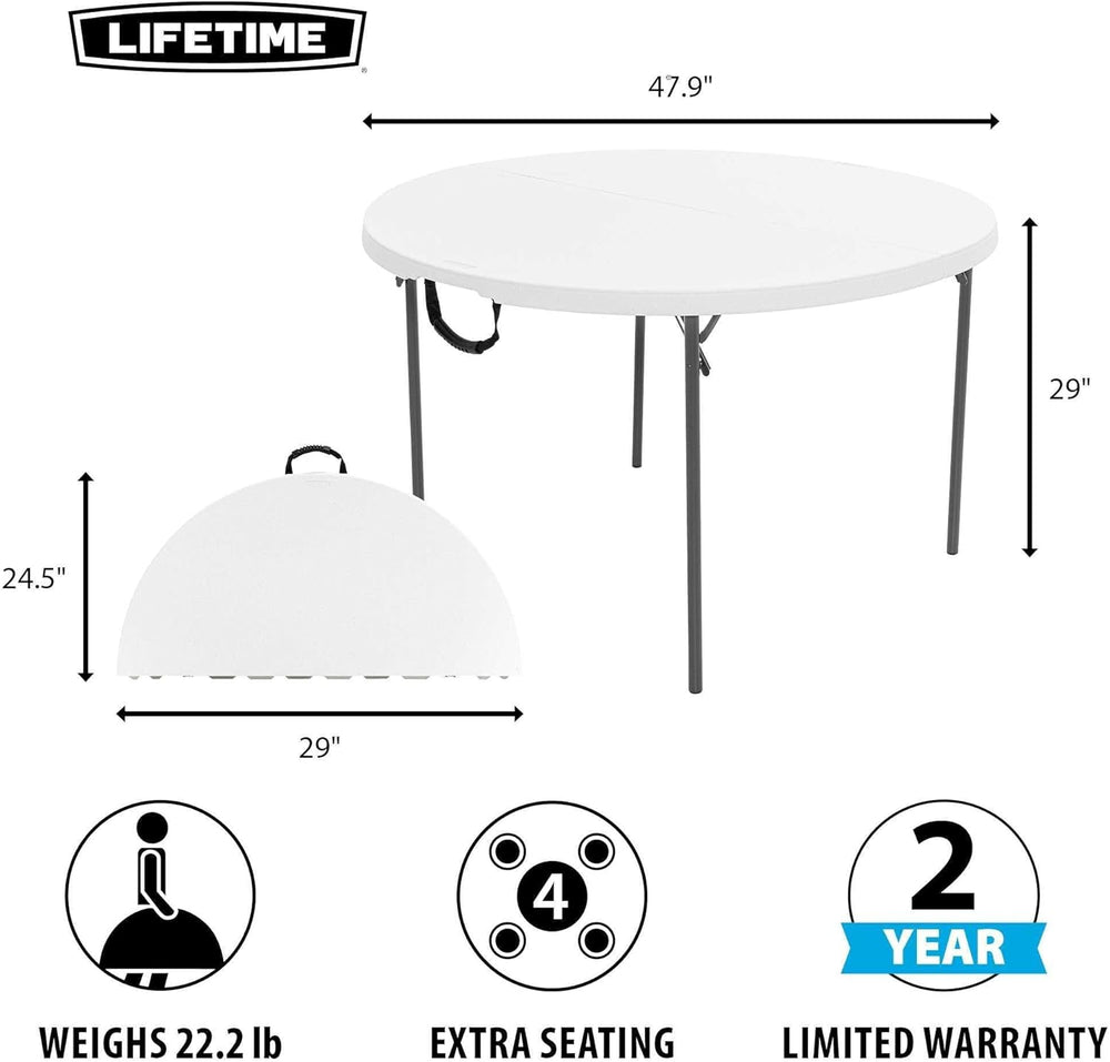 LIFETIME Light Commercial Fold-in-Half Round Table, 4-Foot