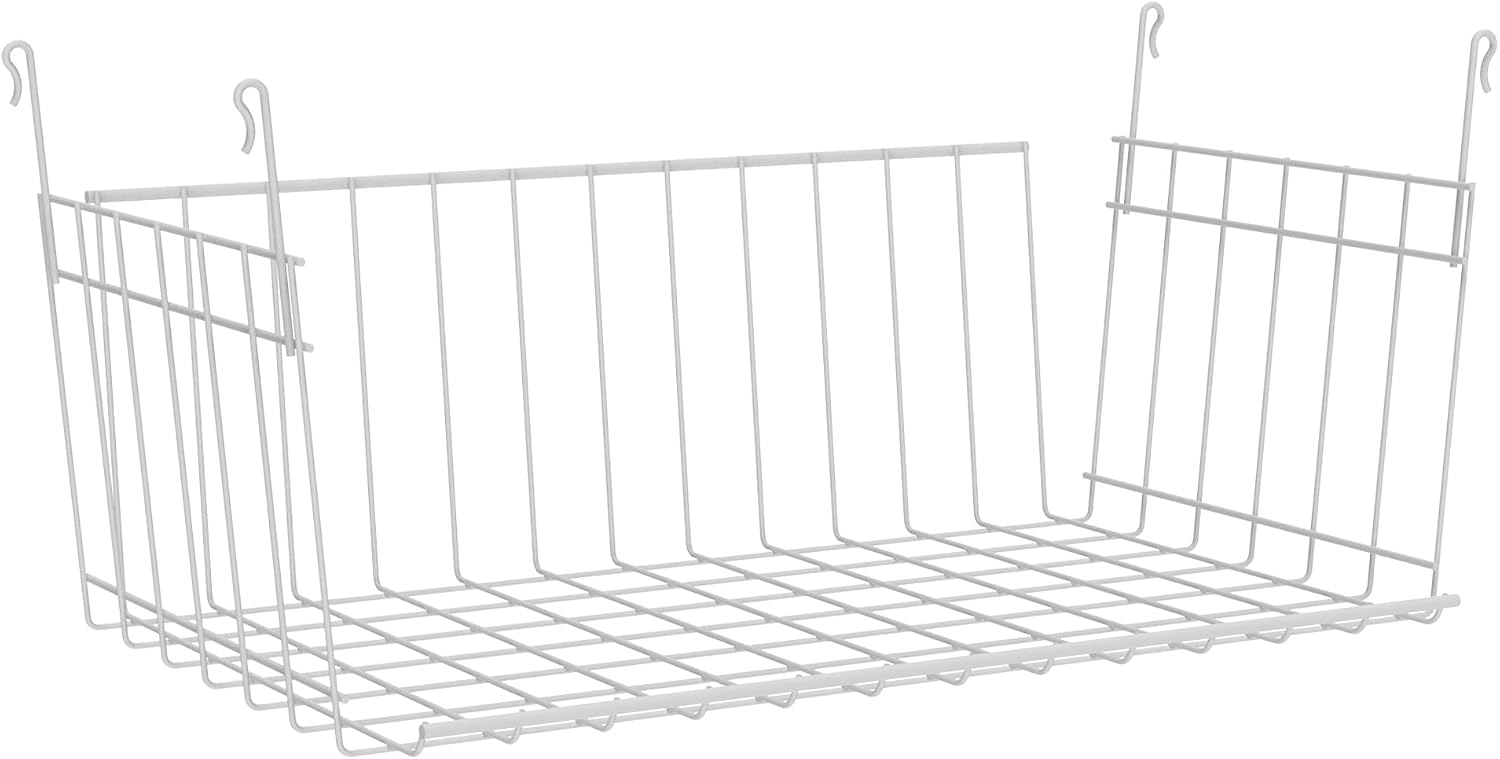 ClosetMaid ShelfTrack Wire Closet Organizer System Adjustable from 7 to 10 Ft, with Shelves, Clothes & Wire Hanging Shelf Basket for Storage, Organization in Closet or Pantry